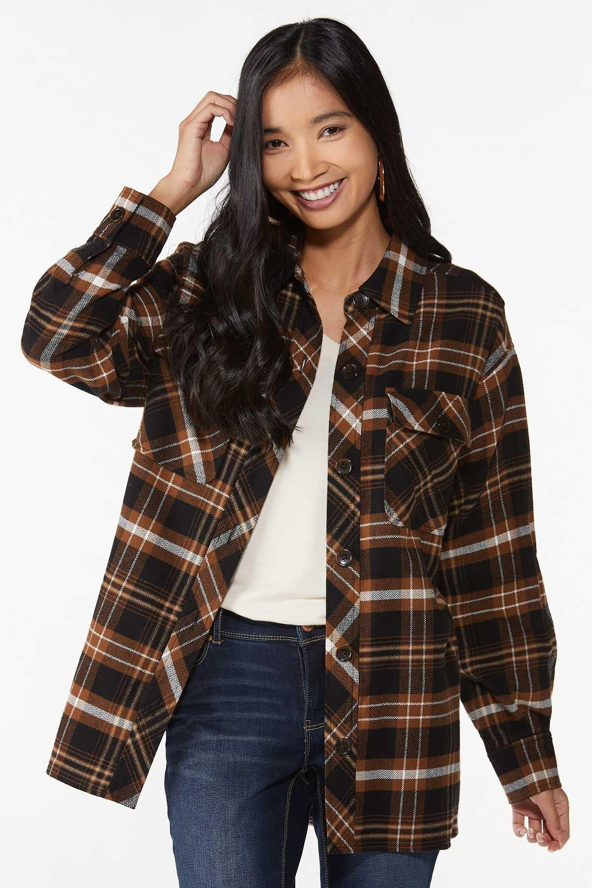 Acorn Plaid Shacket | Cato Fashions