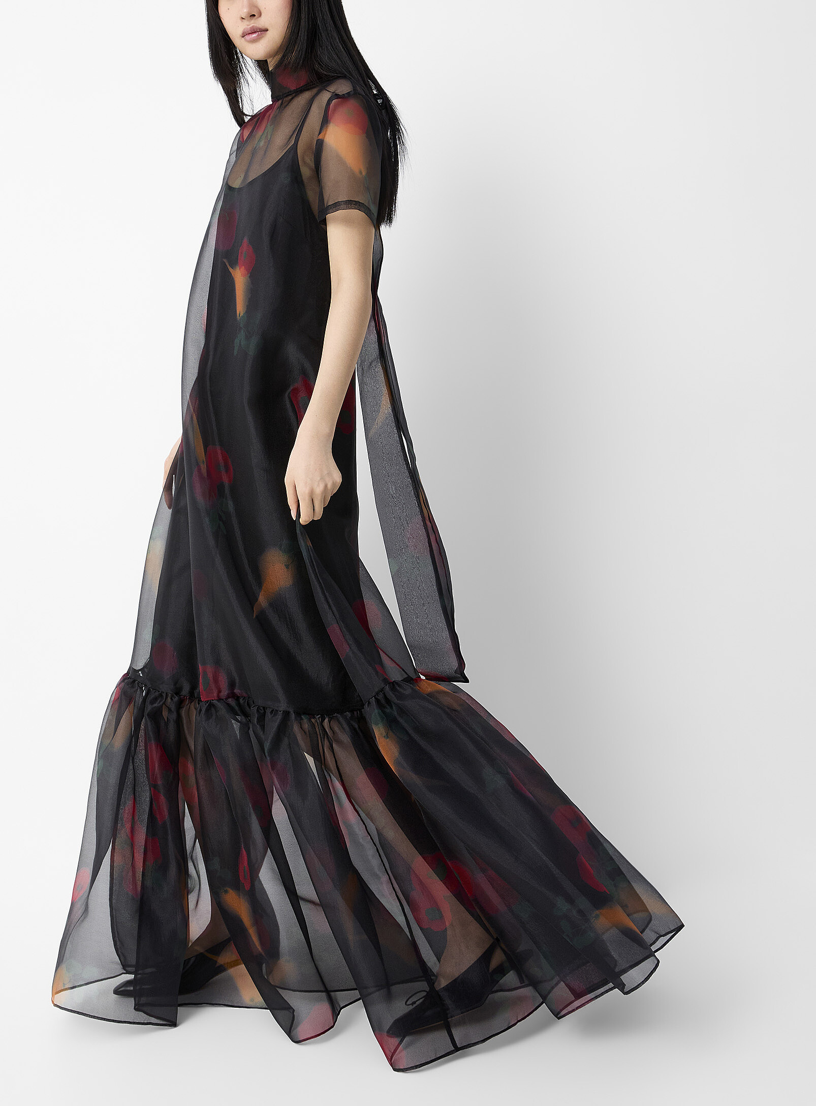 STAUD - Calluna layered dress (Women, Black, LARGE) | Simons