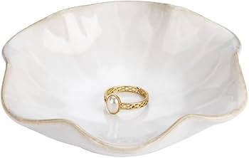Lotus Leaf Shape Ring Holder Dish, Small Key Bowl, Ceramic Trinket Tray Jewelry Dish Organizing N... | Amazon (US)