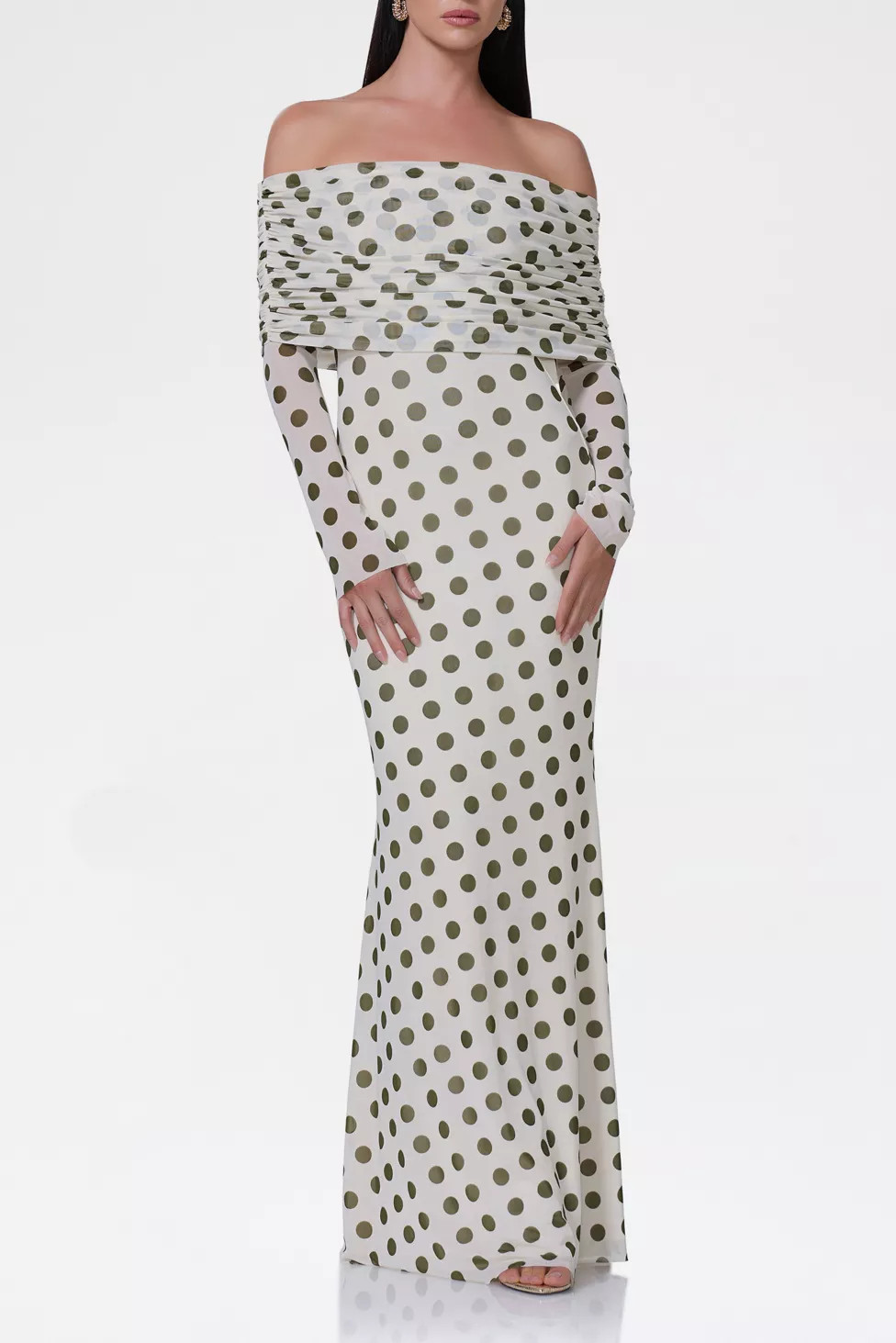 AFRM Thelma Mesh Off-The-Shoulder Long Sleeve Maxi Dress | Urban Outfitters (US and RoW)