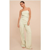 Pale Lime Tailored Woven Wide Leg Pants | PrettyLittleThing US