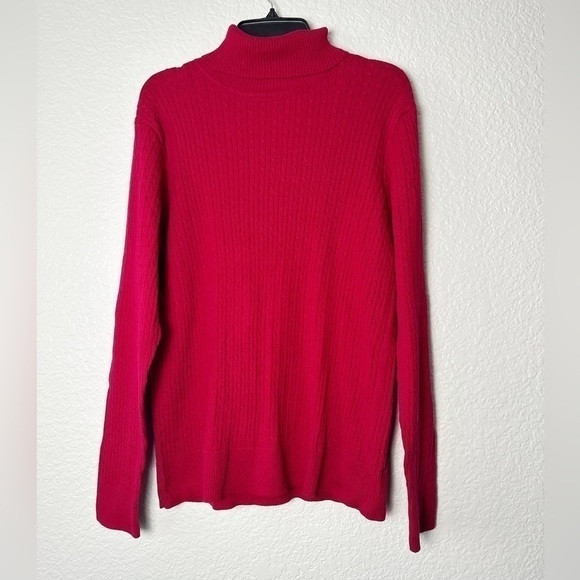 Jeanne Pierre Cotton Red Ribbed Turtleneck Sweater | Poshmark