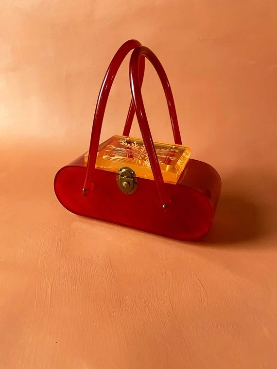 Feiner New York Lucite Box Bag  1950s Lucite Tortoise Shell - Etsy | Etsy (US)