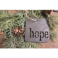 Hope | Farmhouse Christmas Ornament Metal Rustic | Etsy (US)