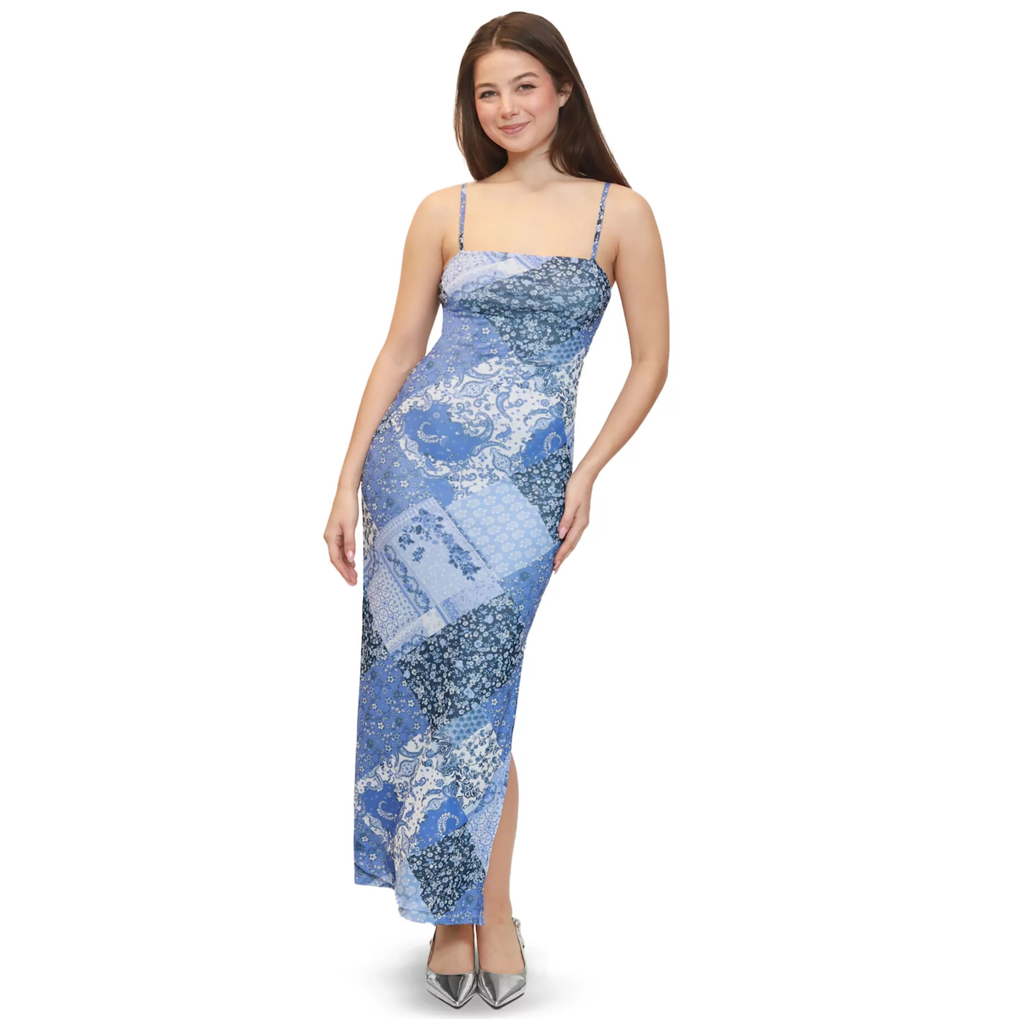 Juniors' madden girl Mesh Cami Slit Maxi Dress | Kohl's