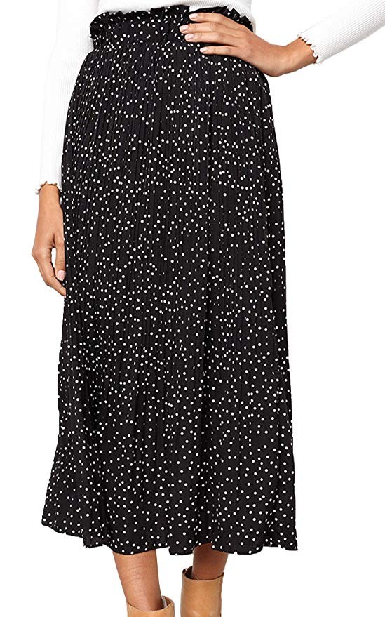 ECOWISH Womens Polka Dot Pockets Pleated Skirt Vintage Puffy Swing Casual Dress | Amazon (US)