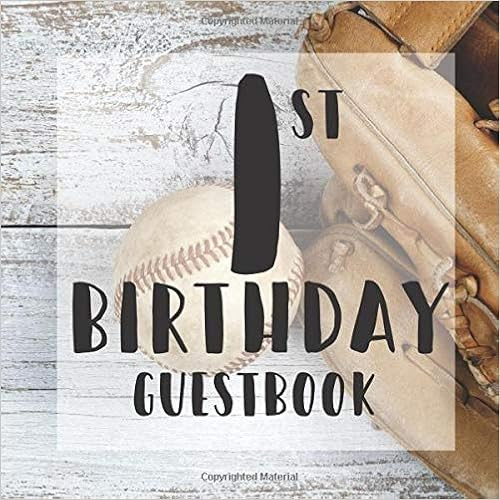 1st Birthday Guest Book: Baseball Ball Glove Sports Player Themed - First Party Baby Anniversary ... | Amazon (US)