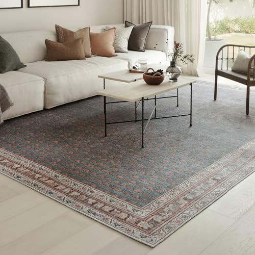 Knot Again 8’3” x 11’6” Area Rug – Clay & Mineral Blue Heritage Flatweave, Low-Pile –... | Amazon (US)