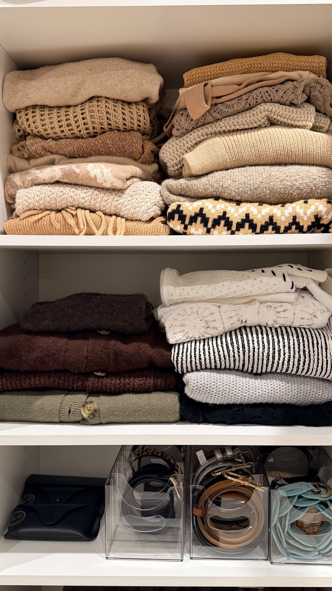 One of the best things I did while editing my wardrobe was organize the pieces I reach for most.

These clear belt organizers keep everything visible, untangled, and easy to grab, which means I actually wear my belts instead of forgetting they’re tucked away in a drawer.

A well-organized closet isn’t just prettier—it makes getting dressed faster and helps you get more out of the pieces you already own.

Linking my favorite closet organization finds, including these belt organizers. 🤍✨

#LTKHome #LTKdayinmylife #LTKmorningroutine
