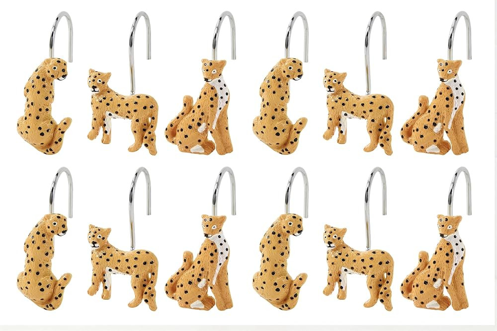 Leopard Decorative Shower Curtain Hooks Rings for Summer Tropical Plants Jungle Leaves Shower Cur... | Amazon (US)