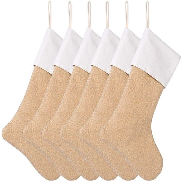 6pcs/set Sock Bag Burlap Stocking Pouch Hanging Sock Pocket Decoration Christmas Ornament for Gif... | Walmart (US)