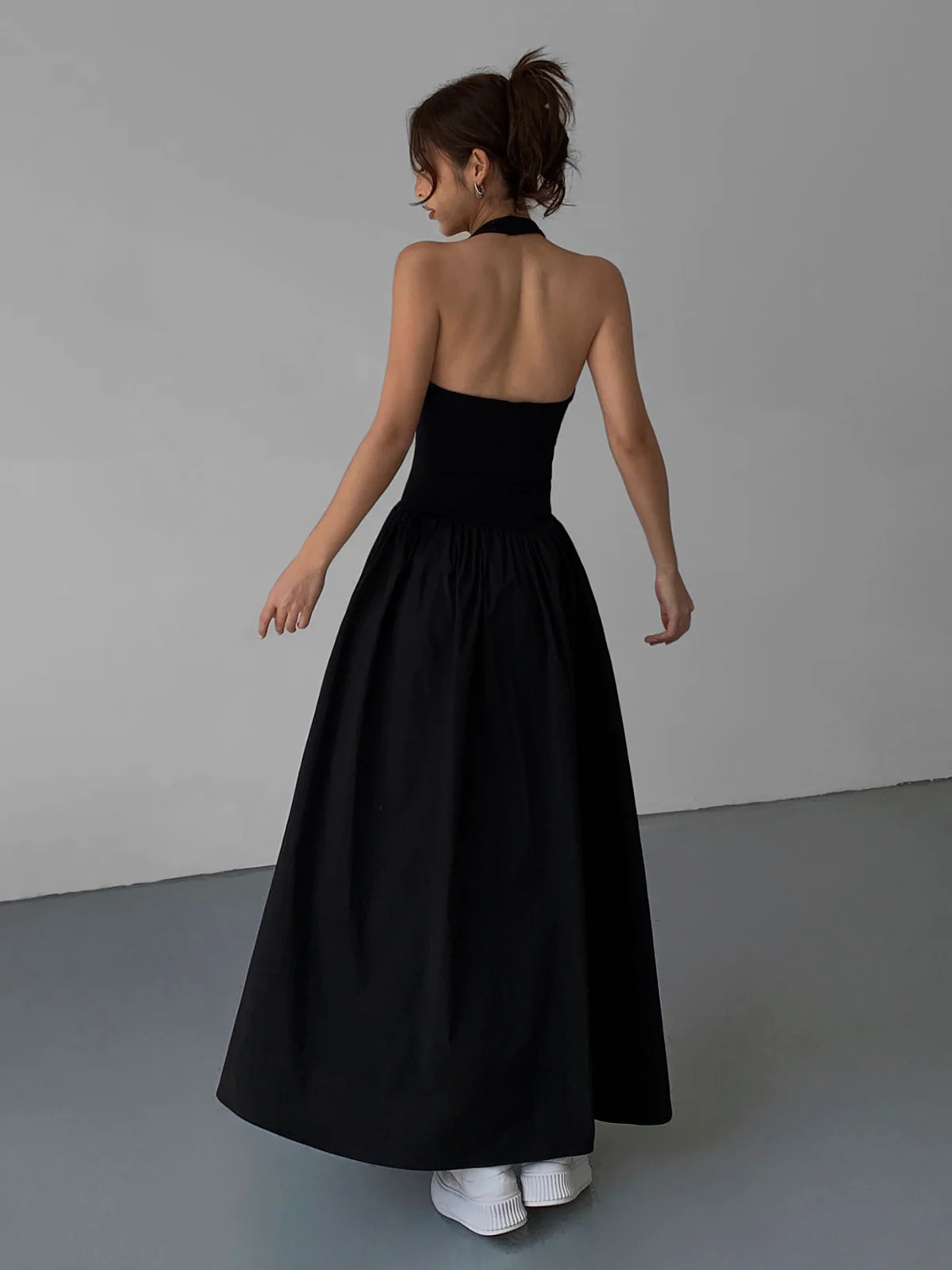 Minimalist Halter Backless Long Dress | Commense