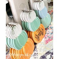 Pumpkin Stack Door Hanger Hand Painted Cream, Green, Orange, Blue | Etsy (US)