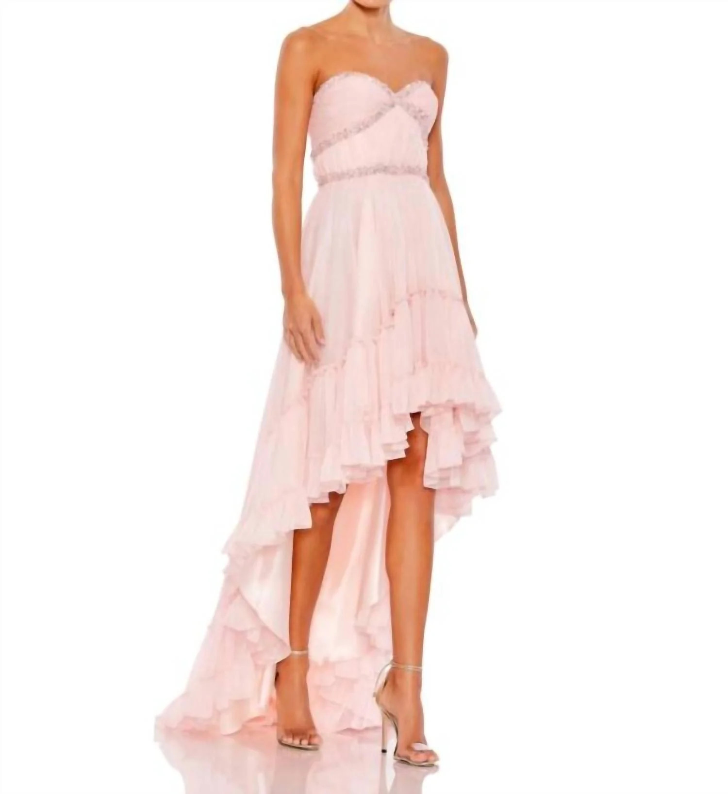 Strapless High Low Gown In Pink | Shop Simon
