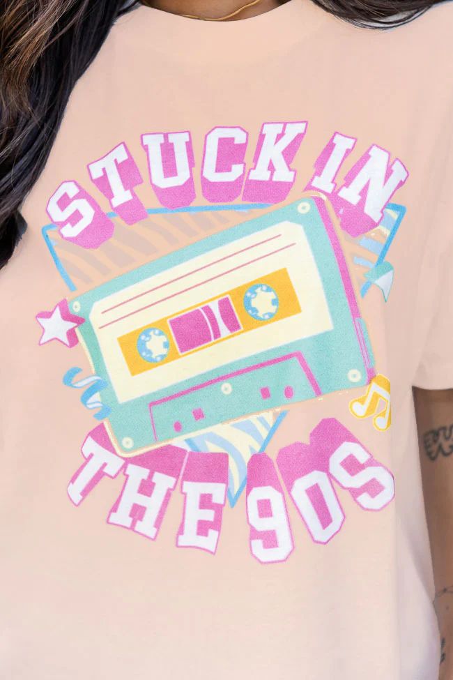 Stuck In The 90s Coral Oversized Graphic Tee SALE | Pink Lily