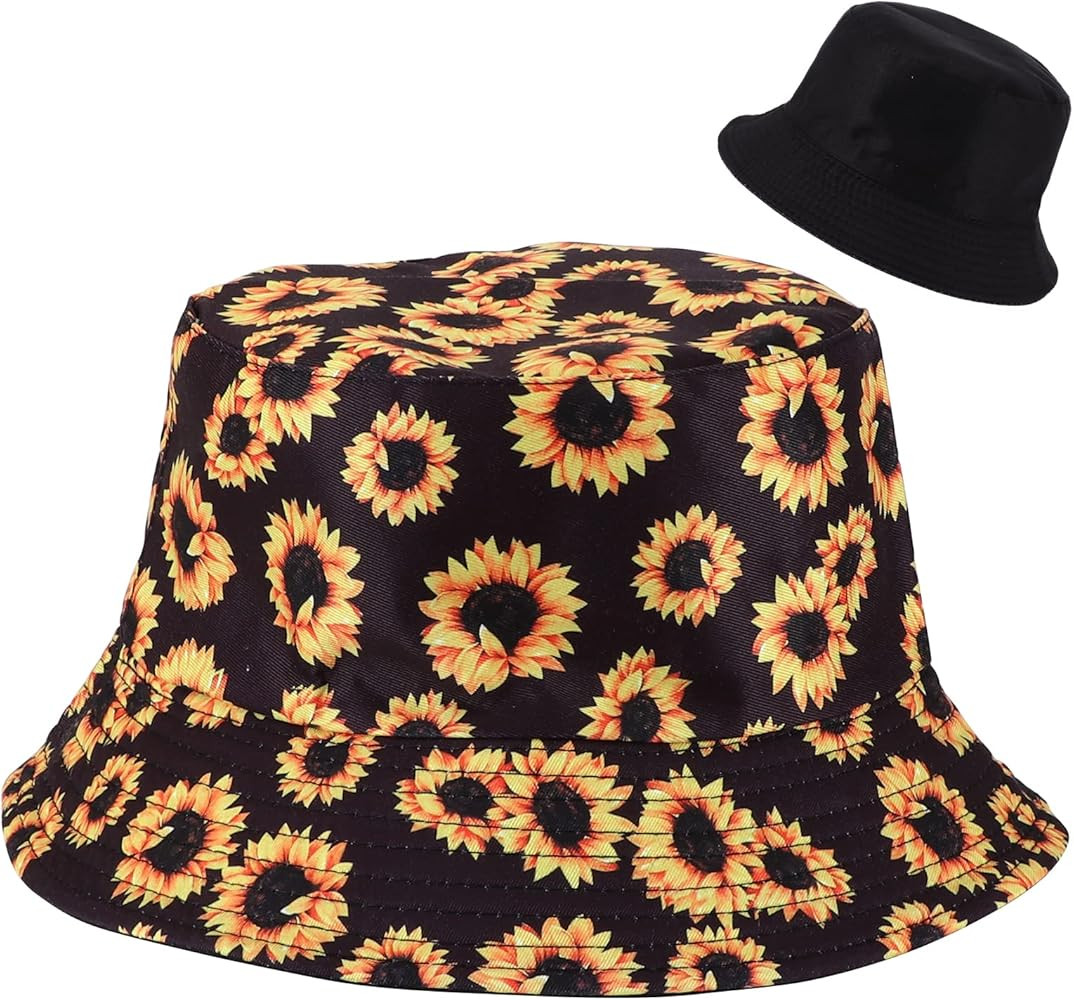 Unisex Print Reversible Double-Side-Wear Bucket Hat for Women Men,Cute Summer Travel Fisherman Be... | Amazon (US)