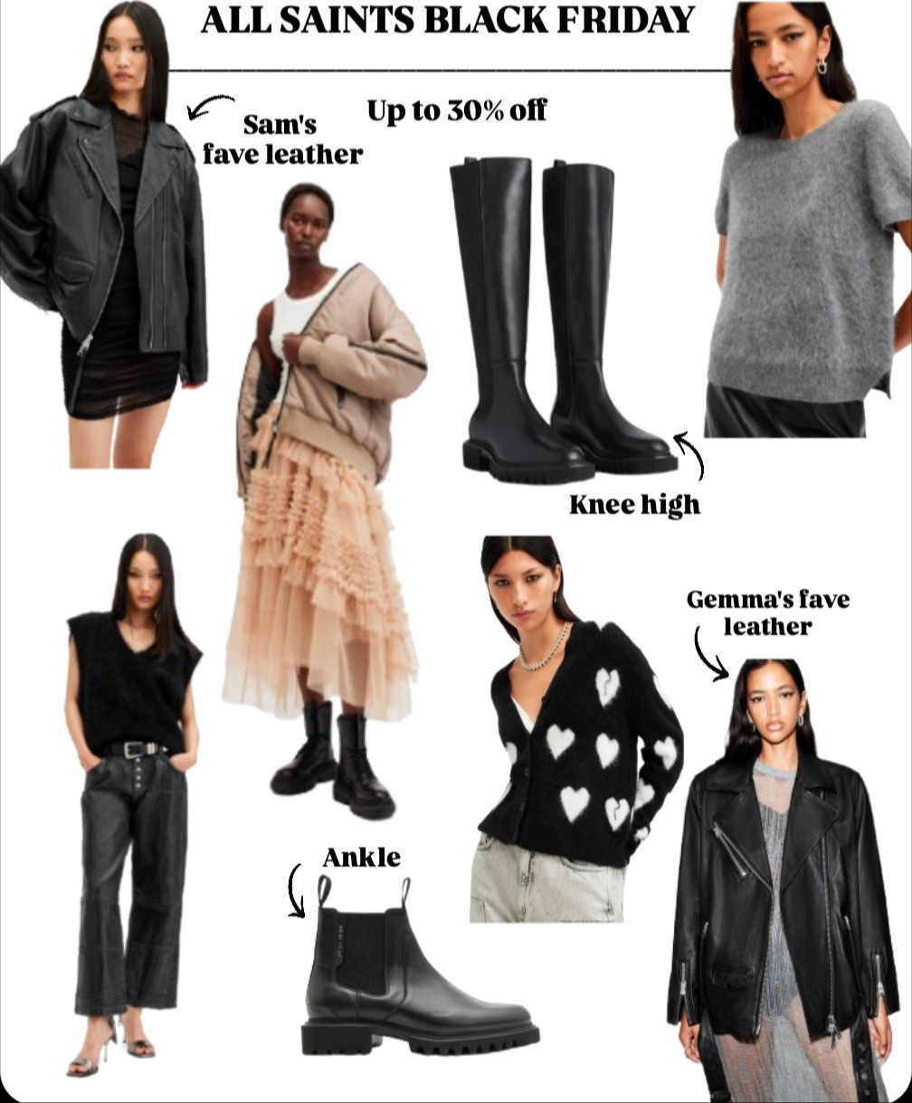 All Saints- up to 30% offLeather jackets, leather boots, cashmere jumpers, heart cardigan, tulle skirt

#LTKuk #LTKCyberWeek #LTKstyletip