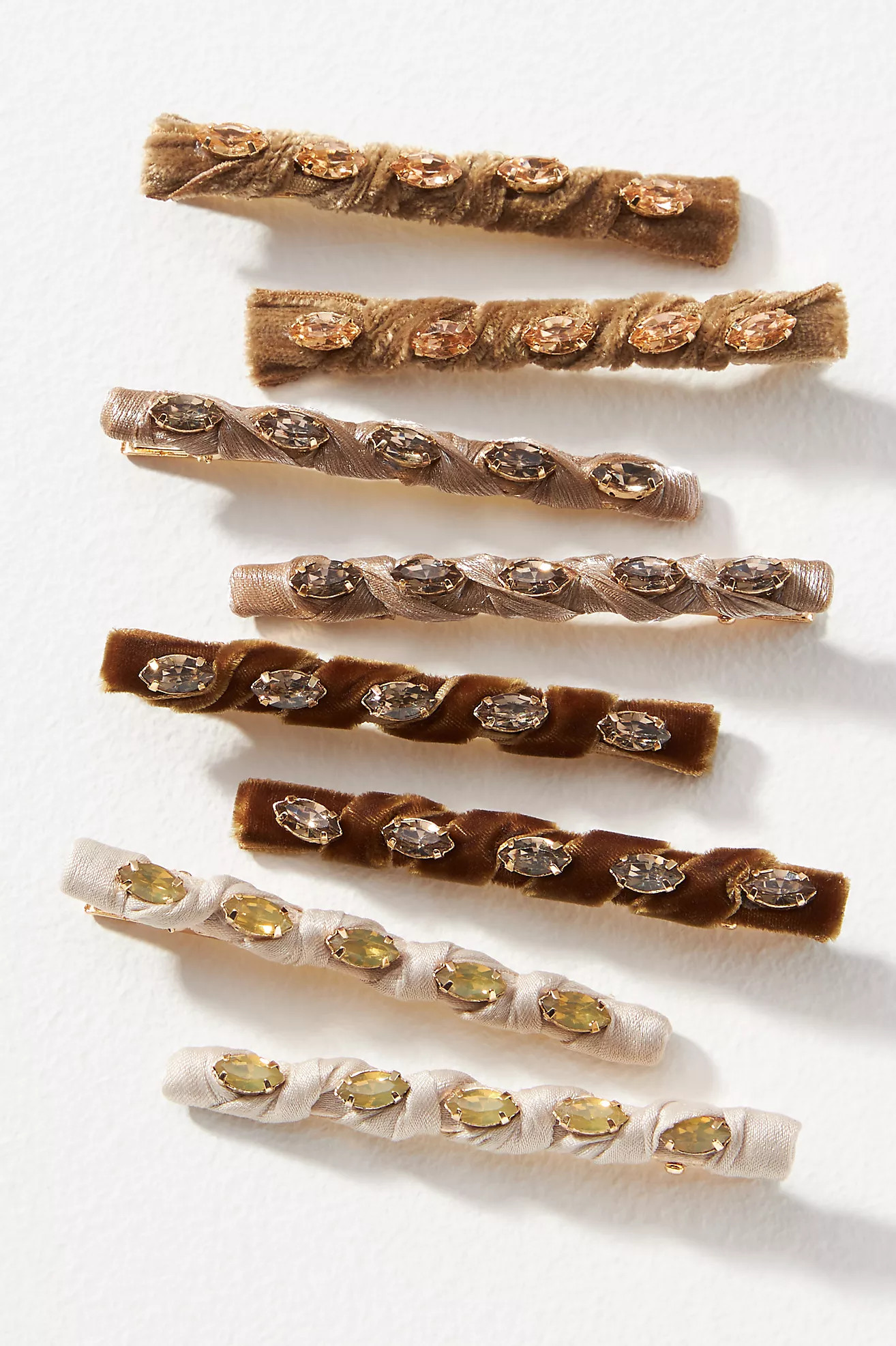 Velvet Crystal Barrettes, Set of 8 | Anthropologie (US)