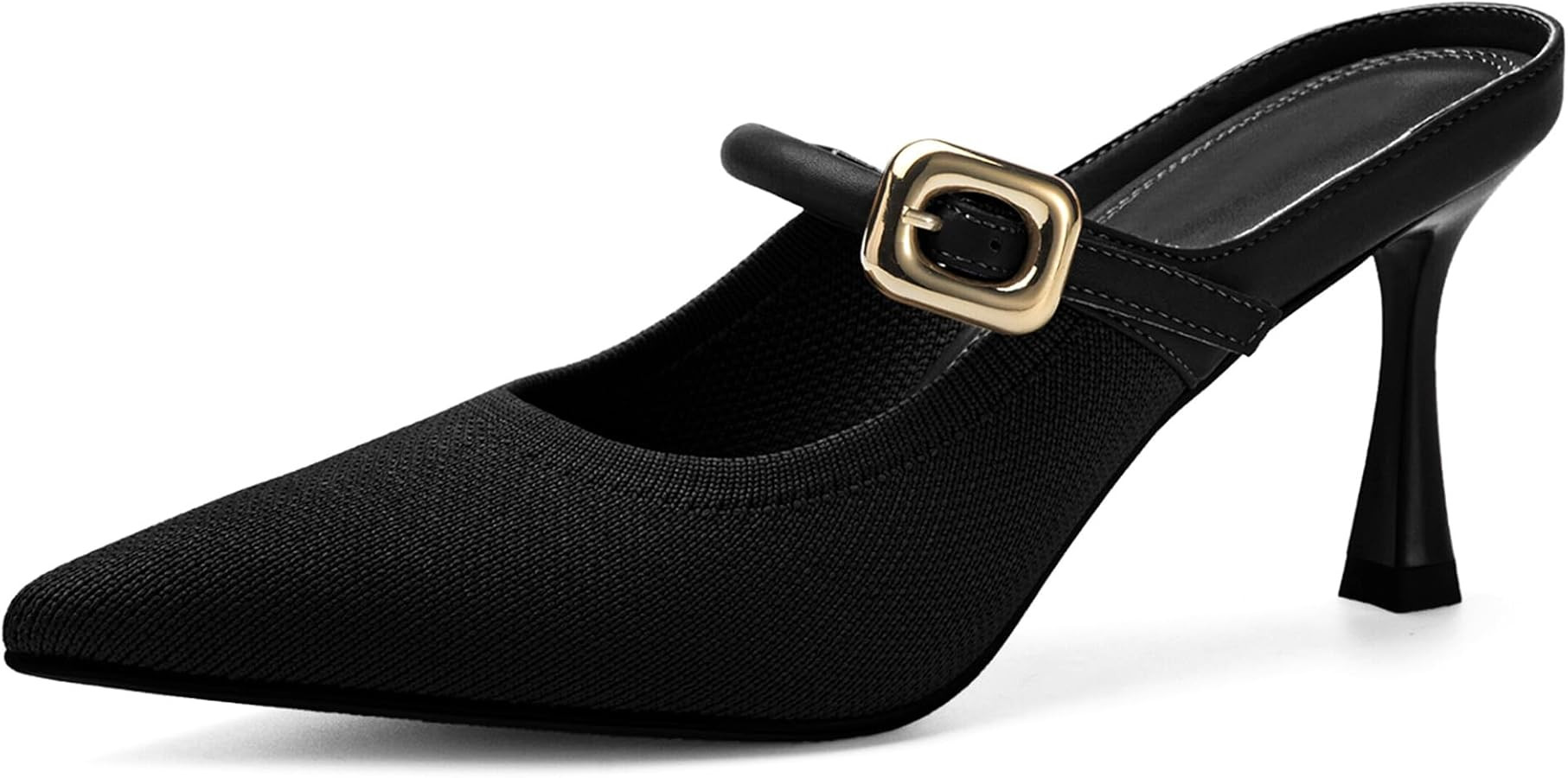 NEWBELLA Women's Knit Pointed Toe Heeled Mules - Stiletto Heel Slip-On Sandals for Casual & Dress... | Amazon (US)