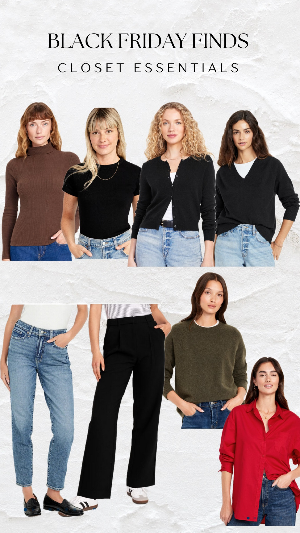 Capsule wardrobe. Closet essentials. Old navy. Black Friday deals.

#LTKCyberWeek #LTKHoliday #LTKFindsUnder50