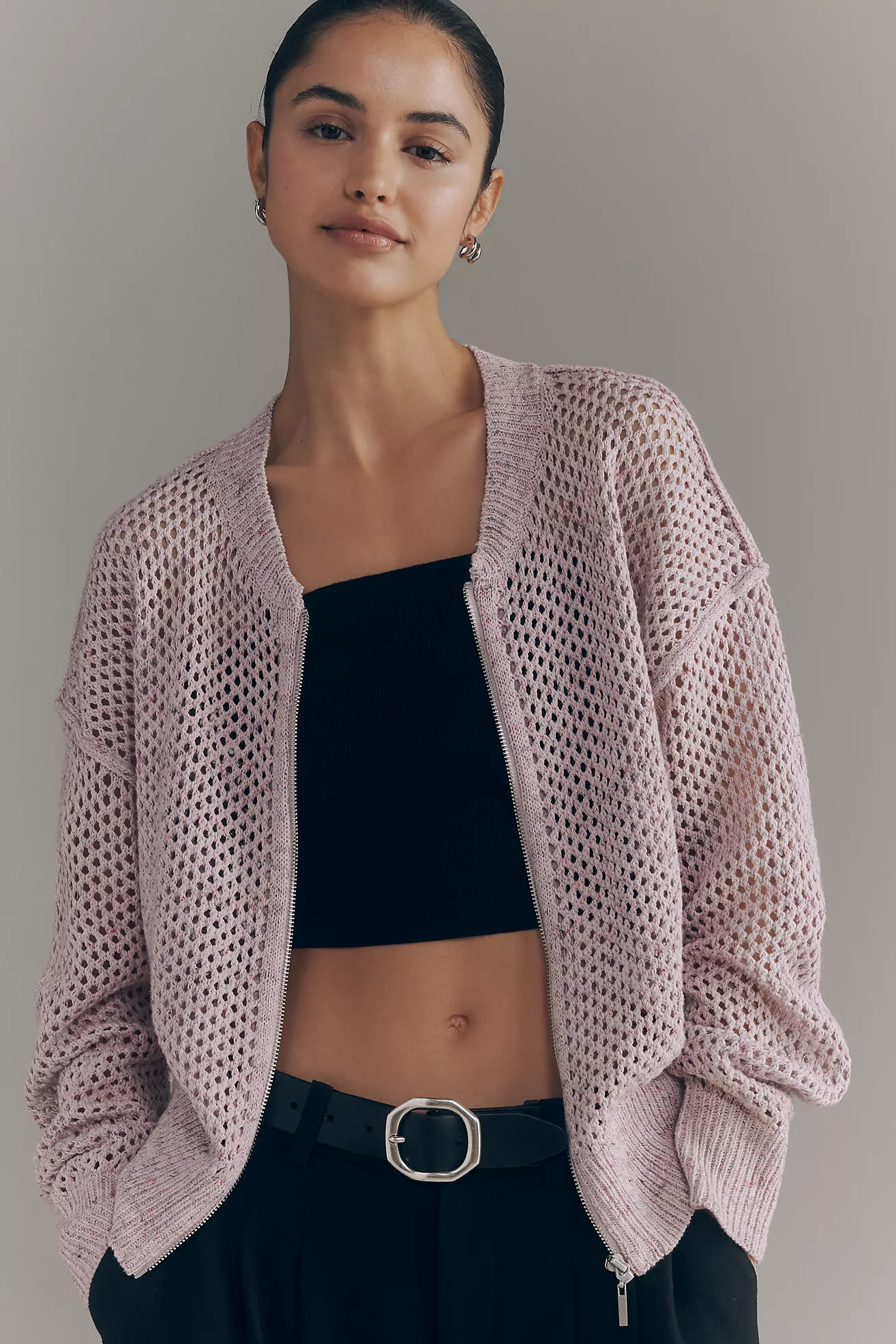 Pilcro Stitchy Bomber Cardigan Sweater | Anthropologie (US)