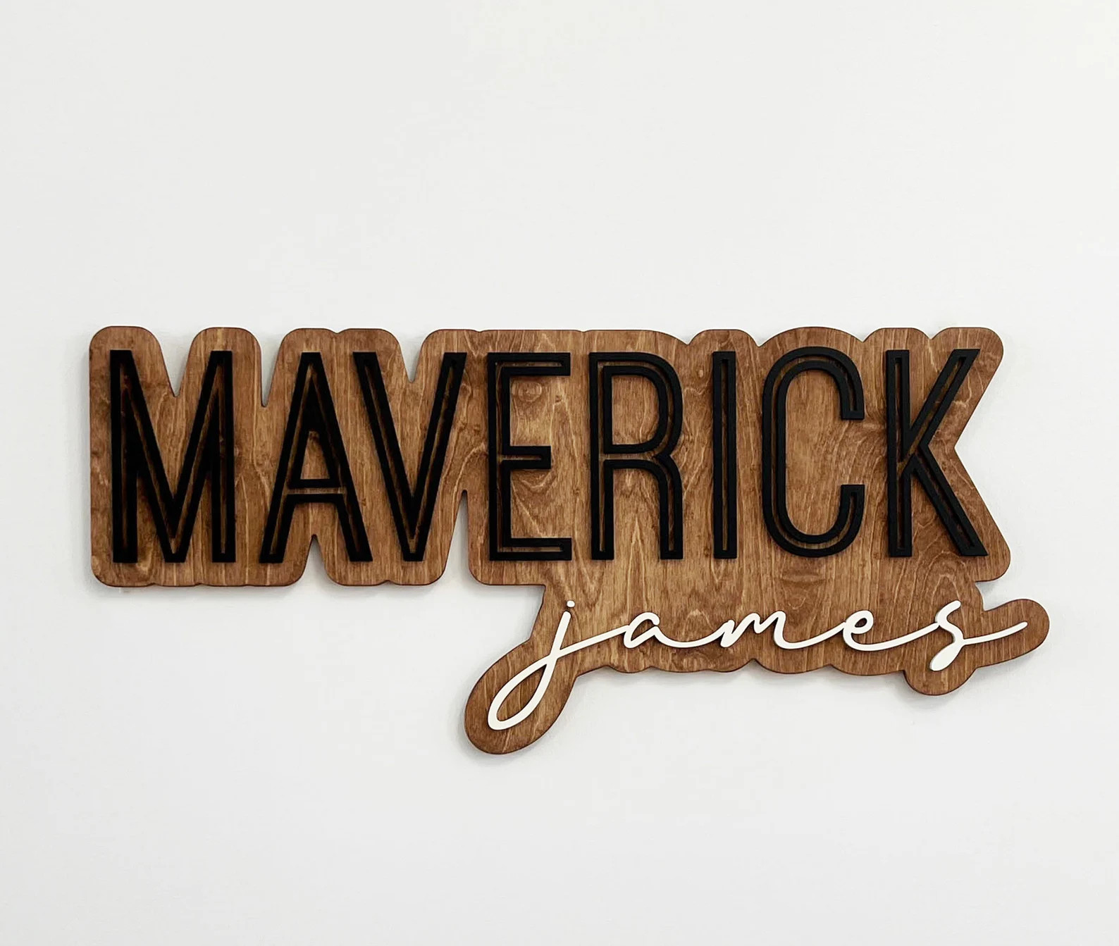 Large Custom Wood Name Sign, Nursery Name Sign, Boho Girl Name Sign, Above Crib Sign, Layered Bab... | Etsy (US)