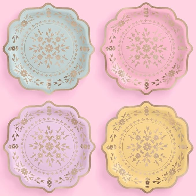 xo, Fetti Pastel China Plates - 24 pack, 9" | Birthday Party Decorations, Bachelorette Garden Par... | Amazon (US)