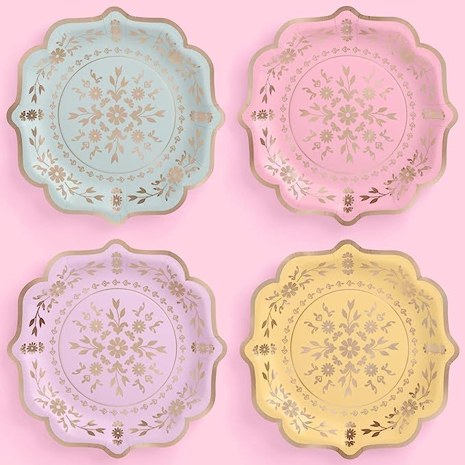 xo, Fetti Pastel China Plates - 24 pack, 9" | Birthday Party Decorations, Bachelorette Garden Par... | Amazon (US)