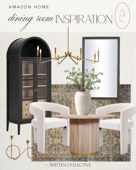 Amazon dining room inspiration!! This dining room styled look includes this dining table, dining chairs, vase, faux stems, mirror, chandelier, arched cabinet, candlestick holder, and area rug.

Amazon, amazon home decor, amazon furniture, amazon favorites, dining room, dining room inspiration, dining room table, round dining room table, modern home decor 

#LTKSeasonal #LTKHome #LTKStyleTip
