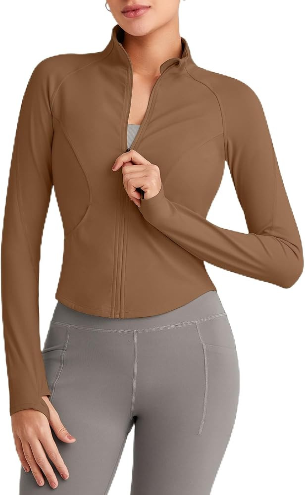 G4Free Workout Jackets for Woman BareFeel Cropped Zip Up Athletic Running Jacket Slim Fit Yoga To... | Amazon (US)