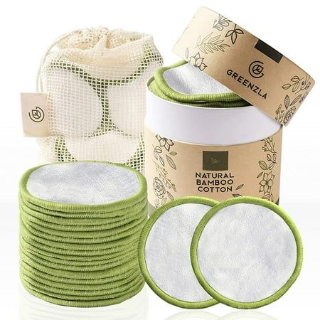 Greenzla Reusable Makeup Remover Pads (20 Pack) With a Washable Laundry Bag And Round Box for Storag | Walmart (US)