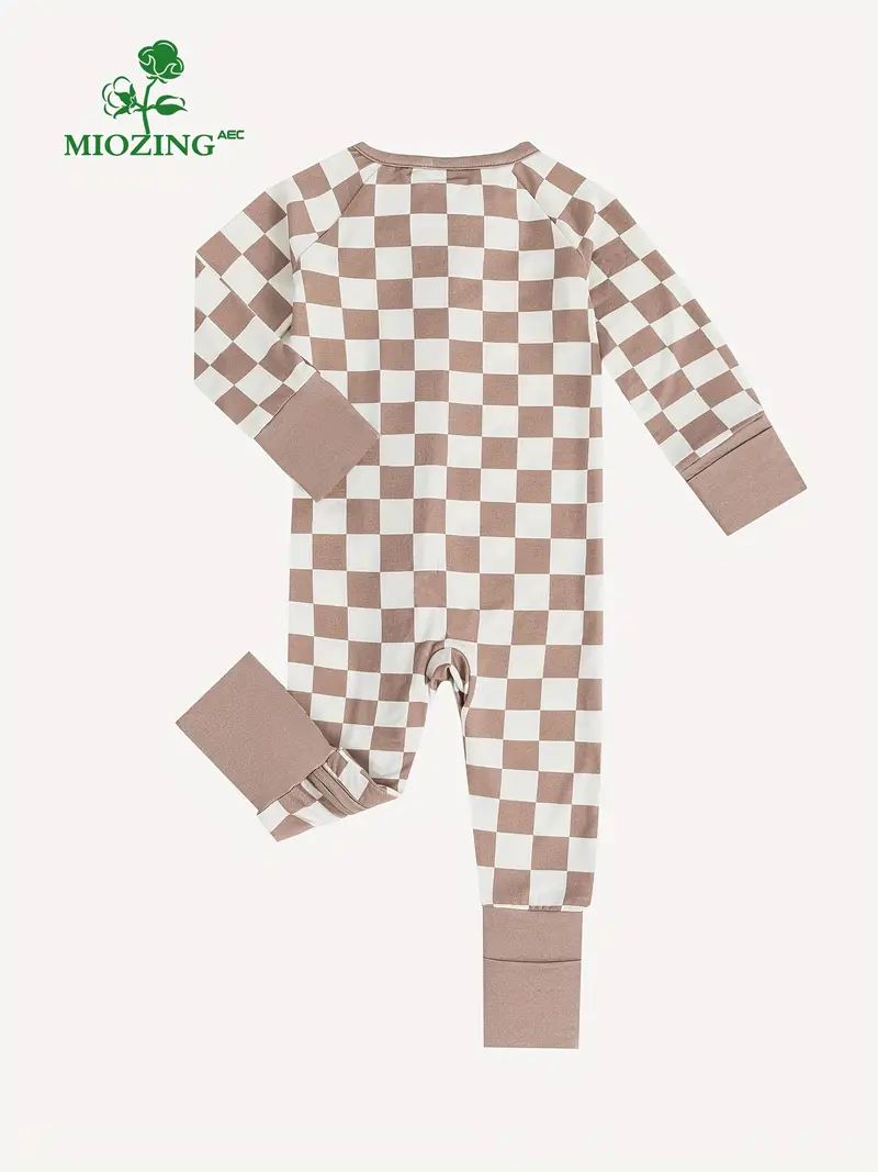 MIOZING Bamboo Fiber Fabric Baby Boys Classic Checkboard Pattern Jumpsuit With Foldable Foot Cove... | Temu Affiliate Program
