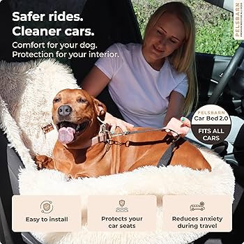 Pelsbarn Soft Comfortable Dog Protecting Car Bed 2.0 Small (Beige) | Amazon (US)