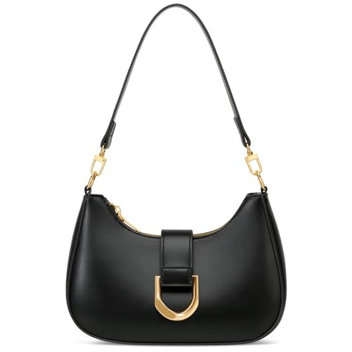 KKXIU Small Shoulder Bag for Women - Crescent Bag Small Purses for Women Trendy Vegan Leather Purse with Removable Strap (Black) | Amazon (US)
