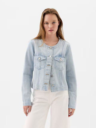 Collarless Denim Jacket | Gap Factory