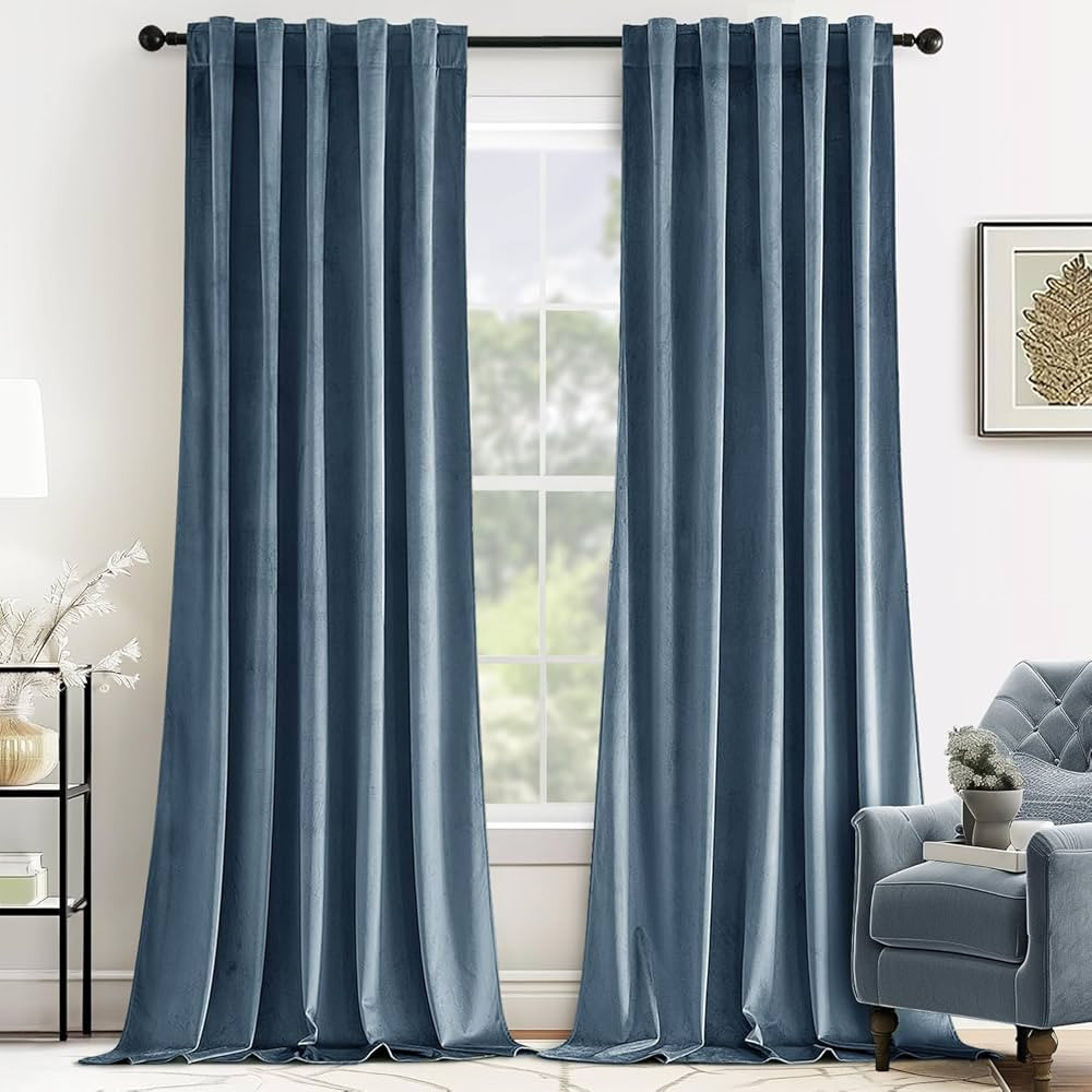 MIULEE Velvet Curtains 90 inches - Luxury Blackout Curtains for Bedroom Living Room Thermal Insul... | Amazon (US)