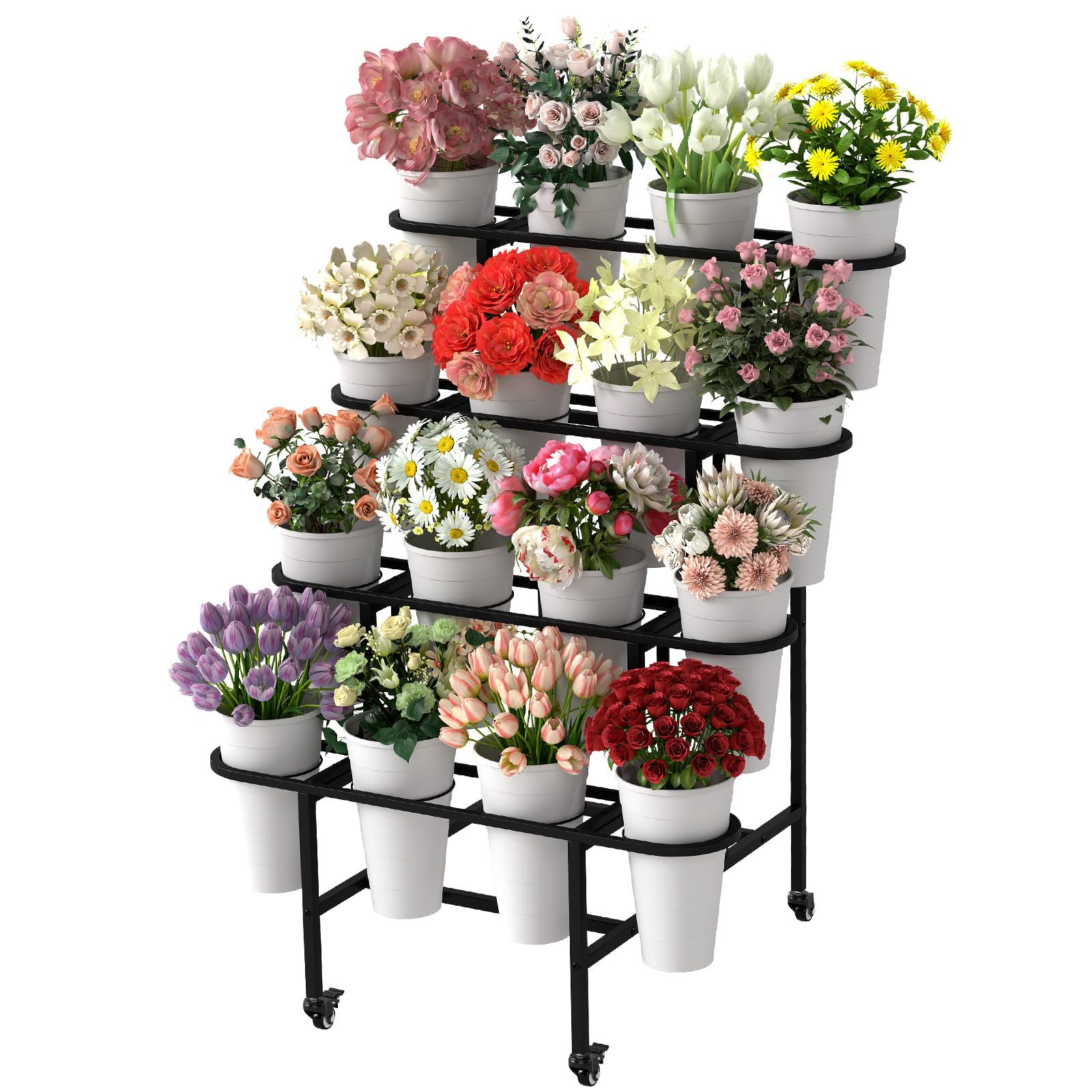 4 Tier Flower Display Stand, Metal Flower Bar Stand for Fresh Flowers Without 16pcs Buckets, Heav... | Amazon (US)