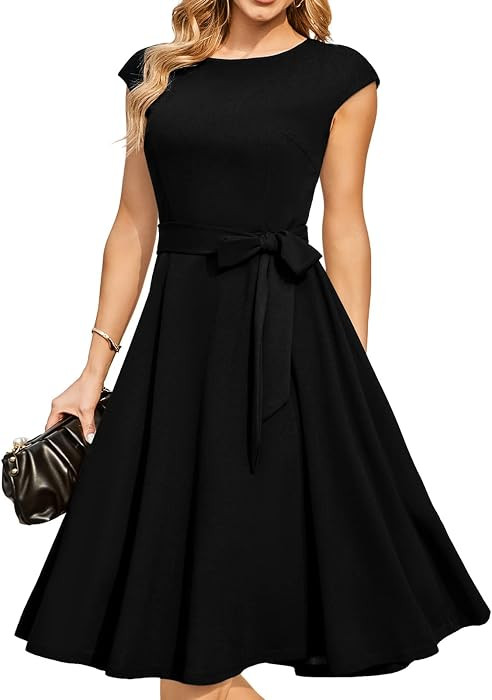 DRESSTELLS Women's Cocktail Dresses, Formal Wedding Guest Modest Church Vintage Tea Party Midi Ev... | Amazon (US)