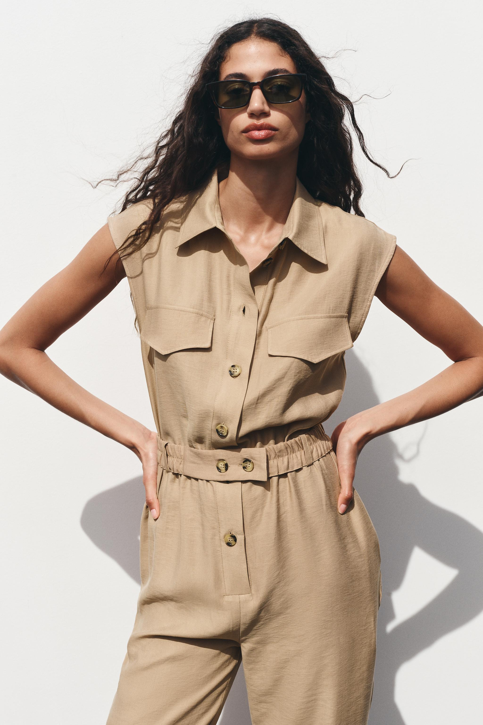 SLEEVELESS BELTED JUMPSUIT | Zara US