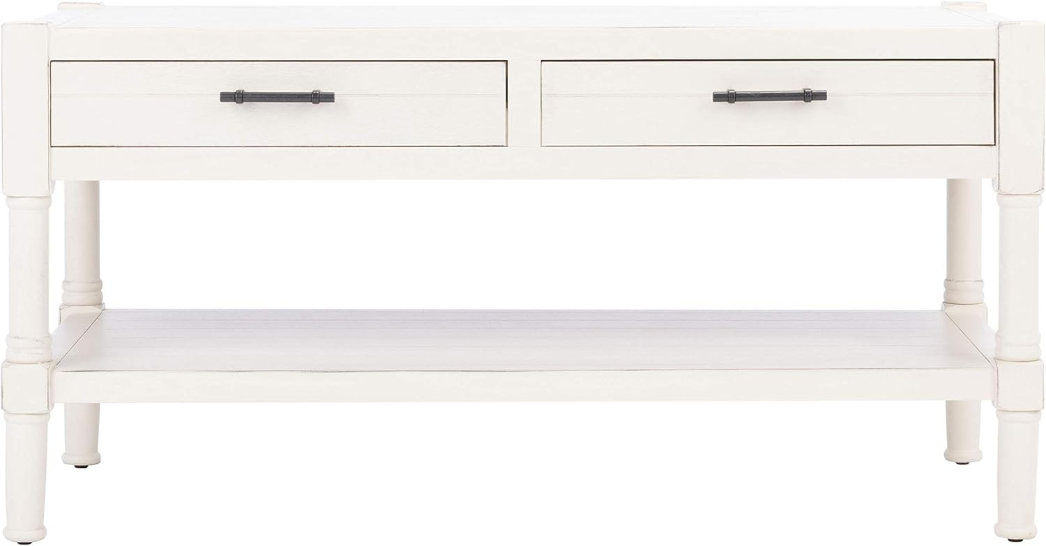Safavieh Home Collection Filbert Distressed White 2-Drawer Bottom Shelf Coffee Table COF5703A | Amazon (US)