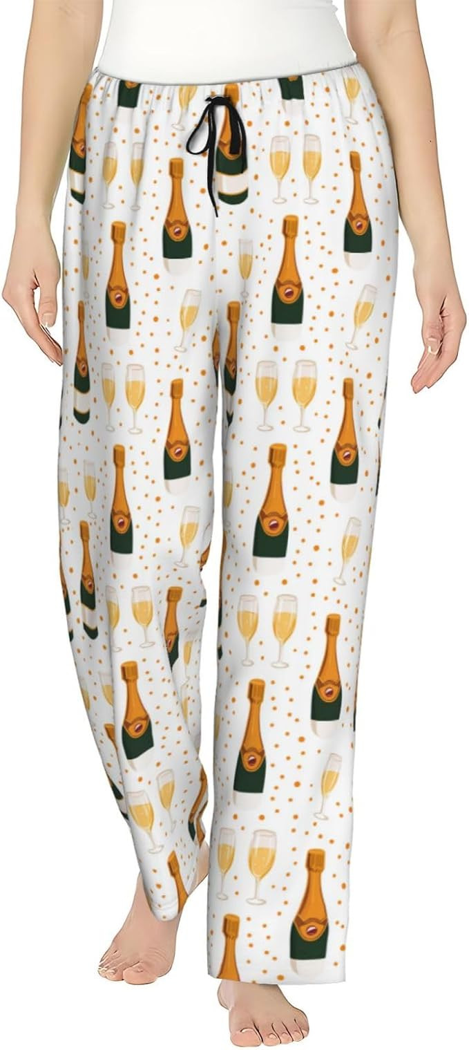 Womens Pajama Pants New Year'S Champagne Bottle Comfy Sleep Lounge Pants Pjs Bottoms with Pockets | Amazon (US)