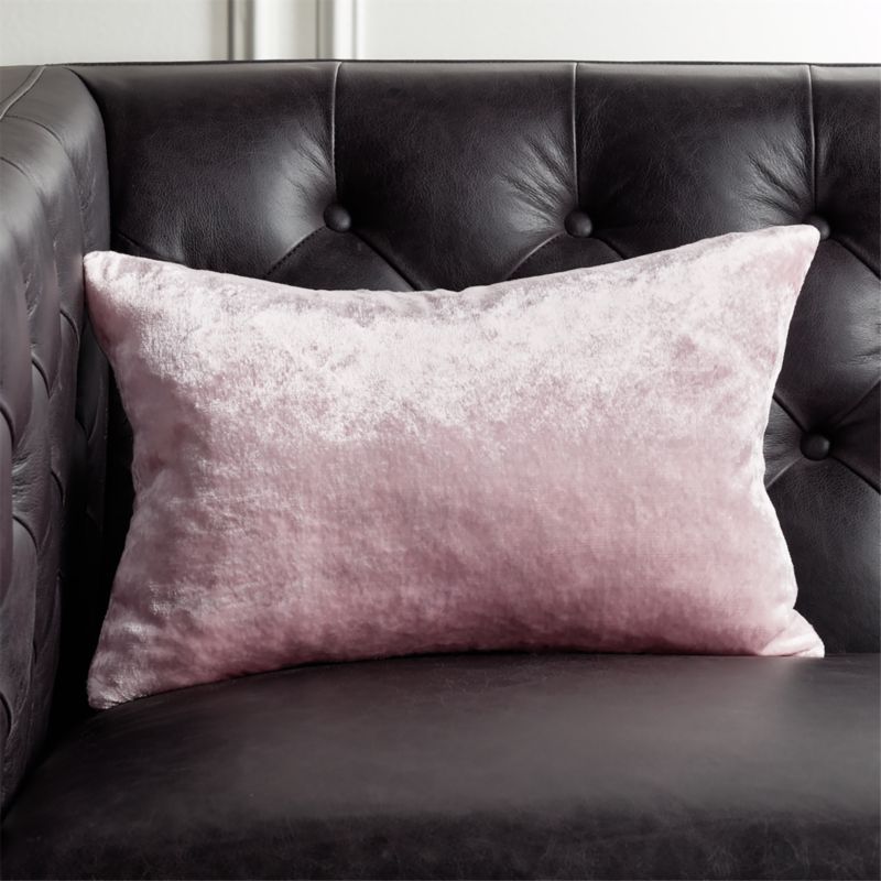 18"x12" Viscose Pink Velvet Pillow with Down-Alternative Insert + Reviews | CB2 | CB2