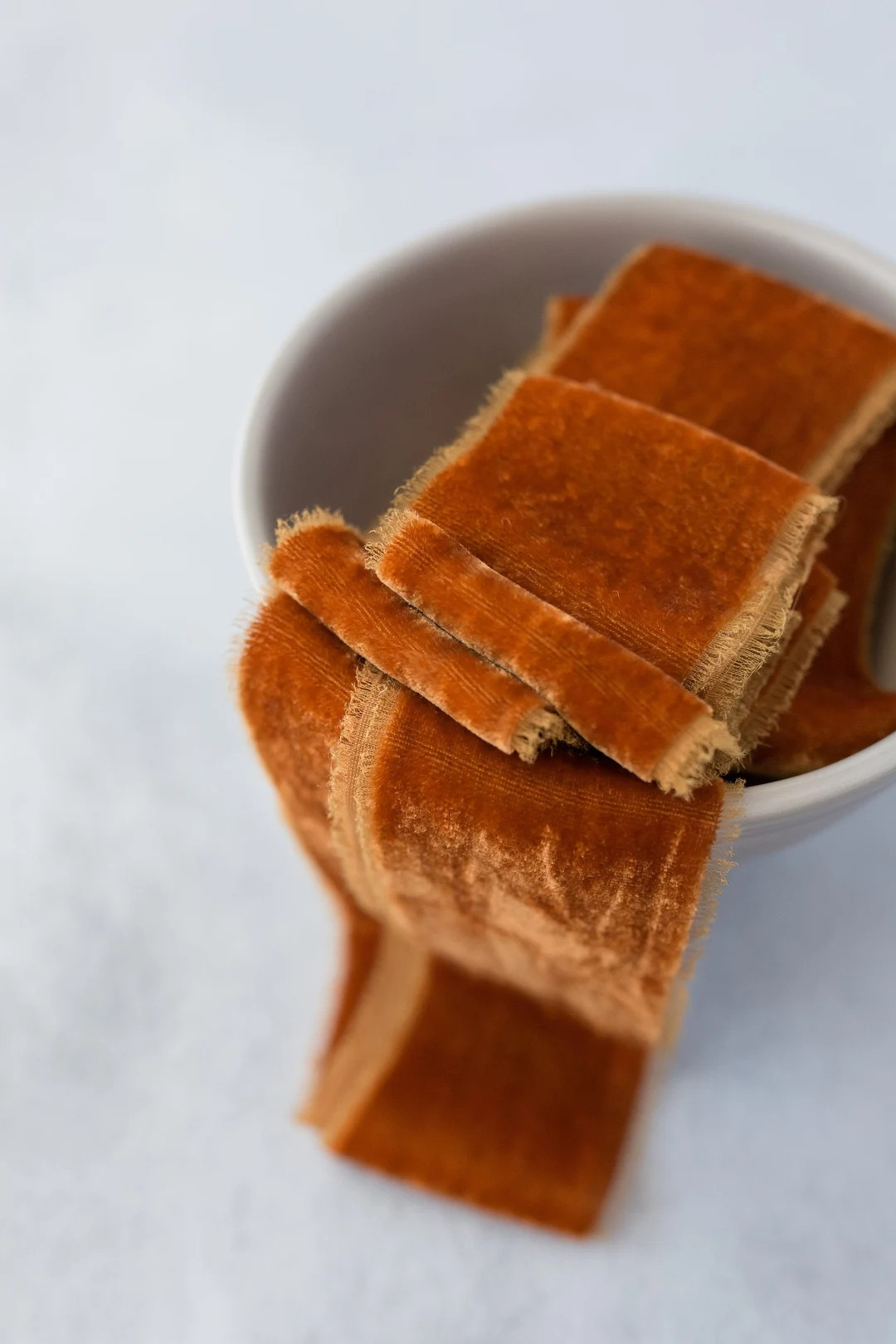 Burnt Orange Silk Velvet Ribbon Bridal Bouquet, Invitations, Wedding Hand Dyed Handripped Wedding... | Etsy (US)