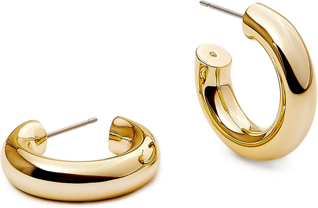 Ana Luisa Small Gold Hoop Earrings - Tia Mini - 14K Gold Plated Chunky Hoop Earrings - Hypoallerg... | Amazon (US)