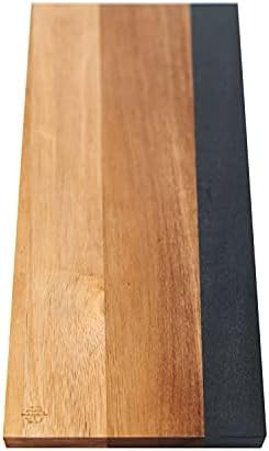 Acacia Wood and Slate Modern Cheeseboard (Acacia Wood and Black Slate) Charcuterie Platter for Wi... | Amazon (US)