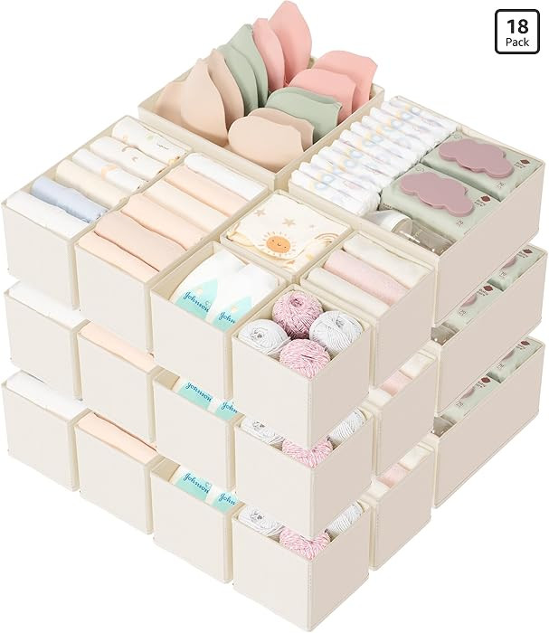 Criusia Drawer Organizer 18-Piece Set, Dresser Organizer for Baby Clothes, Foldable Closet Storag... | Amazon (US)