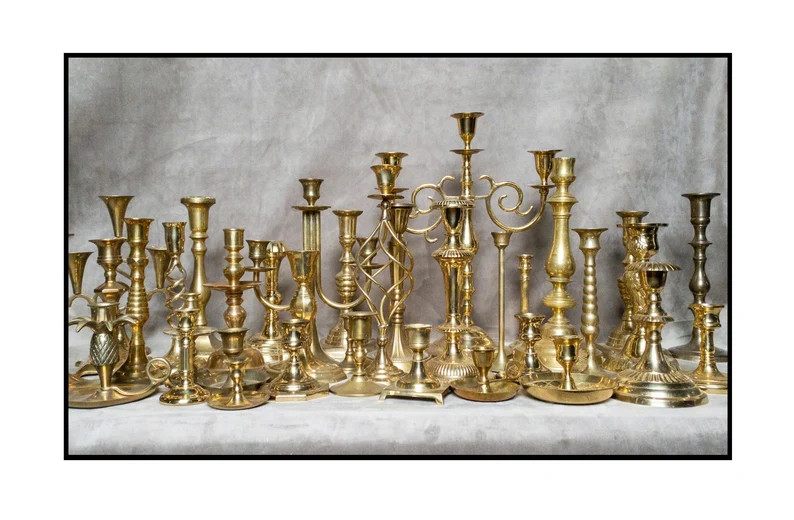 Lot of Mixed Brass Candle Holders- Great for Weddings, Receptions, Winter Patios, Celebration Par... | Etsy (US)