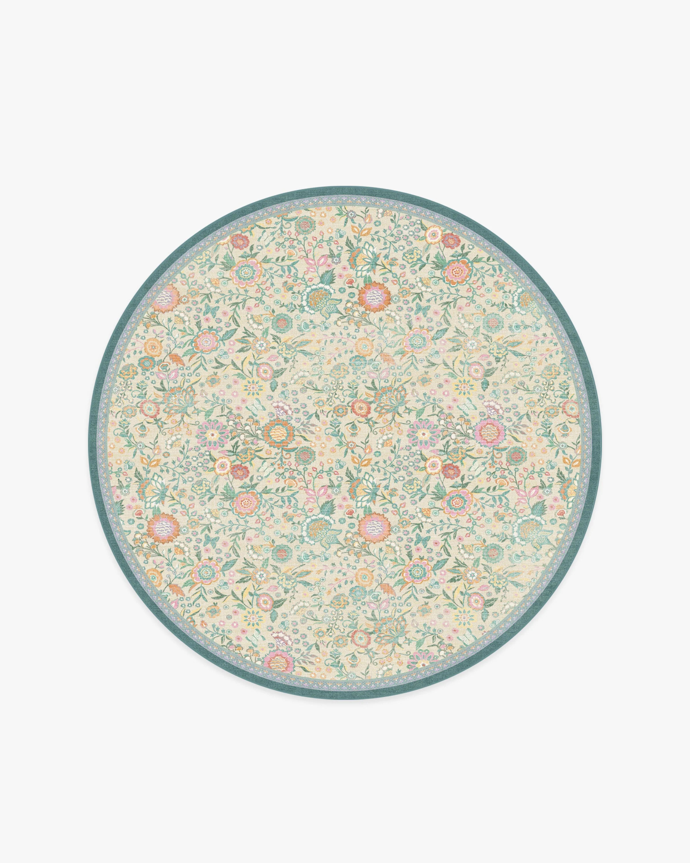 Bridgerton Royal Garden Ivory & Jade Tufted Rug | Ruggable