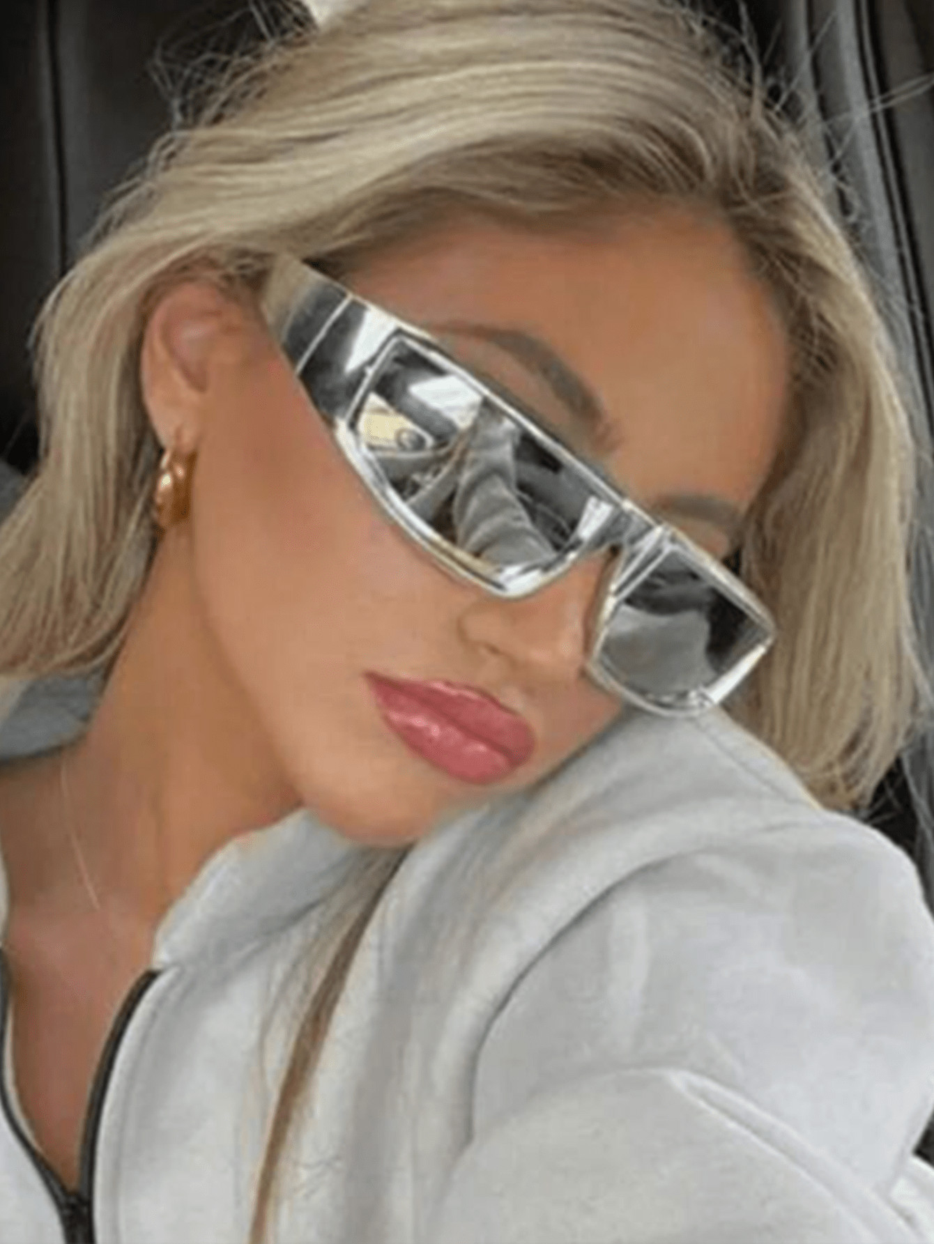 1pc Gray Futuristic Style Sunglasses, Cool Punk Party Eyewear, Fashionable Hollow Out Sunnies | SHEIN