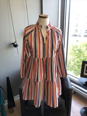 New J.Crew Tiered Popover Dress in Striped Poplin Size PXS XSP | eBay US